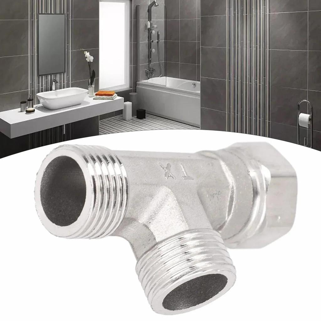 Stainless Steel T Adapter G1/ 2" T-Valve Diverter Valve Three Way Device Hole For Bath Bidet Sprayer Shower Fuel Injectors 6