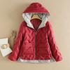 Winter new women's clothing contrasting colors and thin short hooded down jacket warm jacket white duck down front short and back long