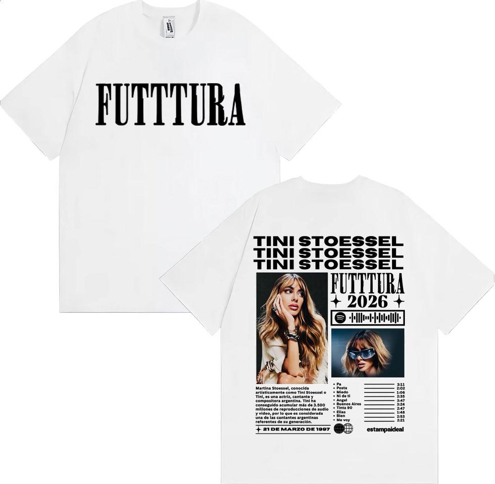 Singer Tini Stoessel Futtura 2026 Tour Merch T-shirts Men Women Harajuku Hip Hop Vintage T Shirt Casual Cotton Oversized T-shirt