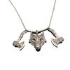 Vintage Viking Celtic Wolf Head Double Axe Pendant Necklace Jewelry