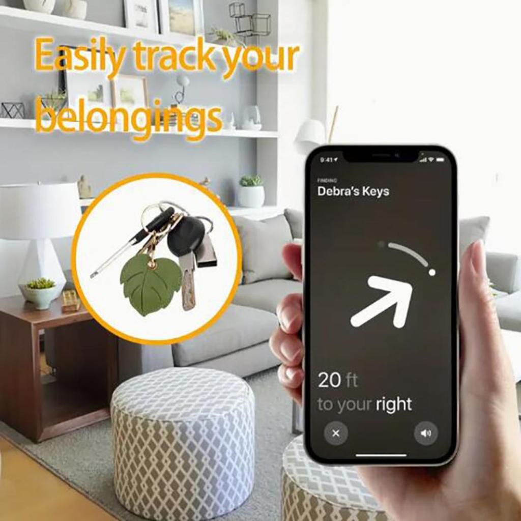 PU Leather Access Card Protective Sleeve High Quality Useful  Leaf Shape Keychain Access Card Cover For Airtag