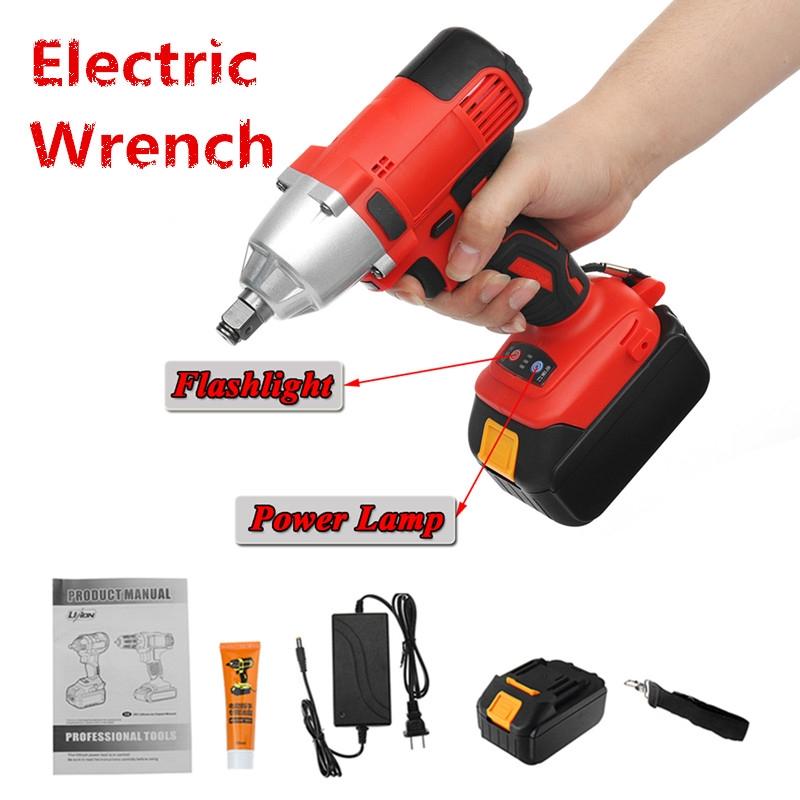 128TV 21V Cordless Impact Wrench Machine Set Electric Drill Hammer Tool With LED Light Battery Rechargeable