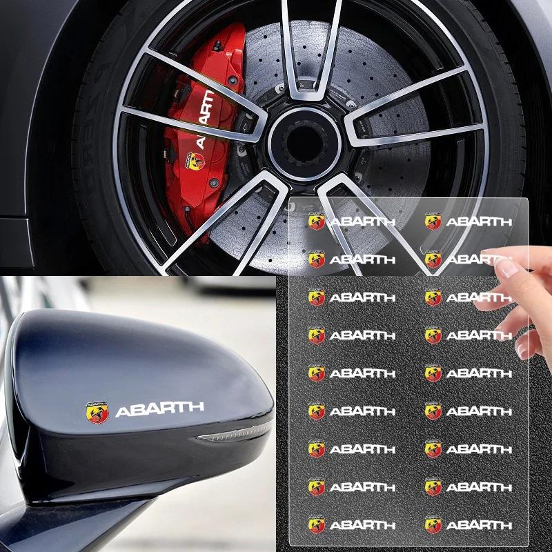 EHO4 Car Steering Wheel Badge Stickers Car Door Handle Label Decal For Fiat Abarth 595 Abarth 500 Abarth 124 Spider Car Accessories