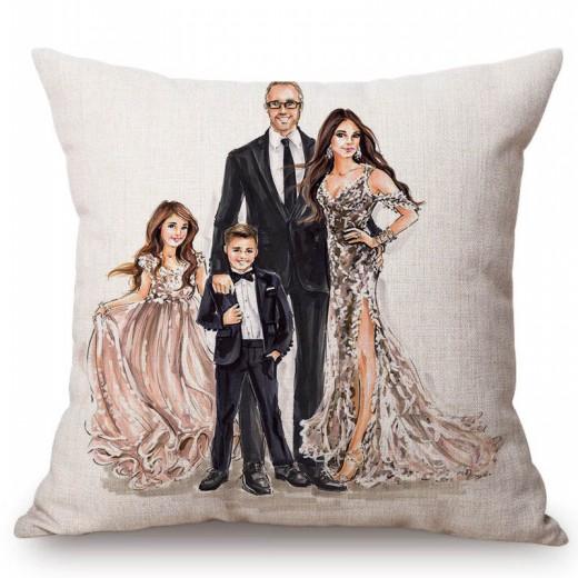 Baby Mother Parenting Art Cozy Family Hand Drawing Sketch Home Decoration Cotton Linen Sofa Throw Pillow Case Car Cushion Cover