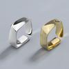 Vintage Hong Kong Square Geometric Ring For Women Minimalist Chic Temperament Band