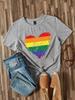 Pride Rainbow Stripe Heart Unisexs Tshirt Summer Fashion Short Sleeved Tshirt Printed Oneck Casual Tshirt Unisexs Clothing