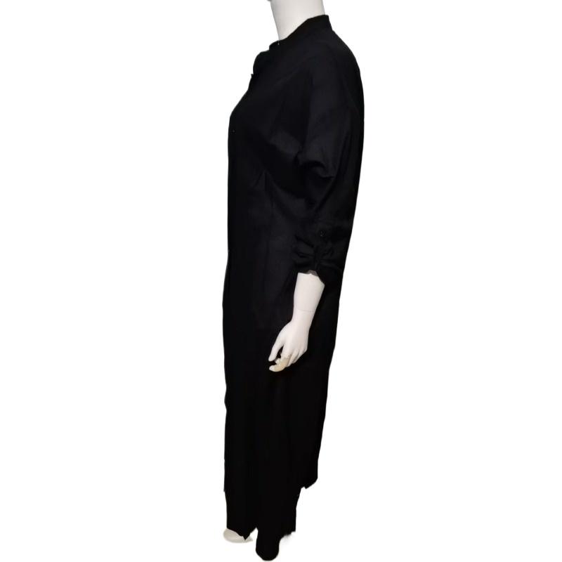 GMXIA Casual Pocket Shirt Neck Long Dress Casual Cotton Linen Plus Size Dresses