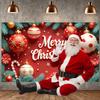 Christmas Decor Banner Christmas Ornaments Festive Backdrop Xmas Event Backdrop Red Background Festive Occasion Display For Home