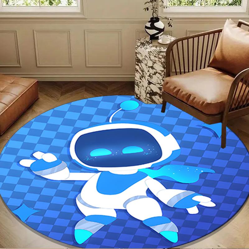 Space Adventure Astro Bot Round mat, Anti-slip Circle Carpet Chair rug For livingroom,Bedroom, doormat home decor Gift Christmas Gifts