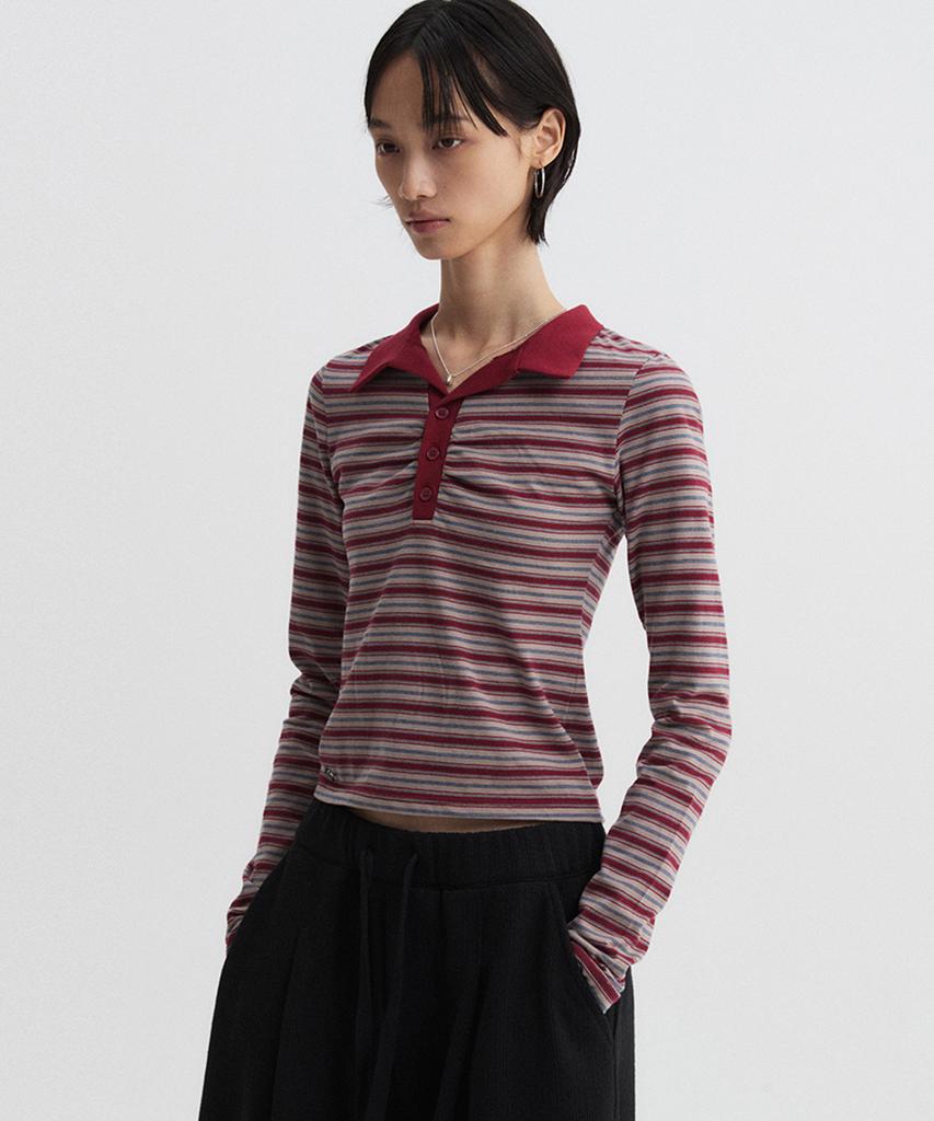 Diaeneseualumeon Striped Polo Shirt Burgundy