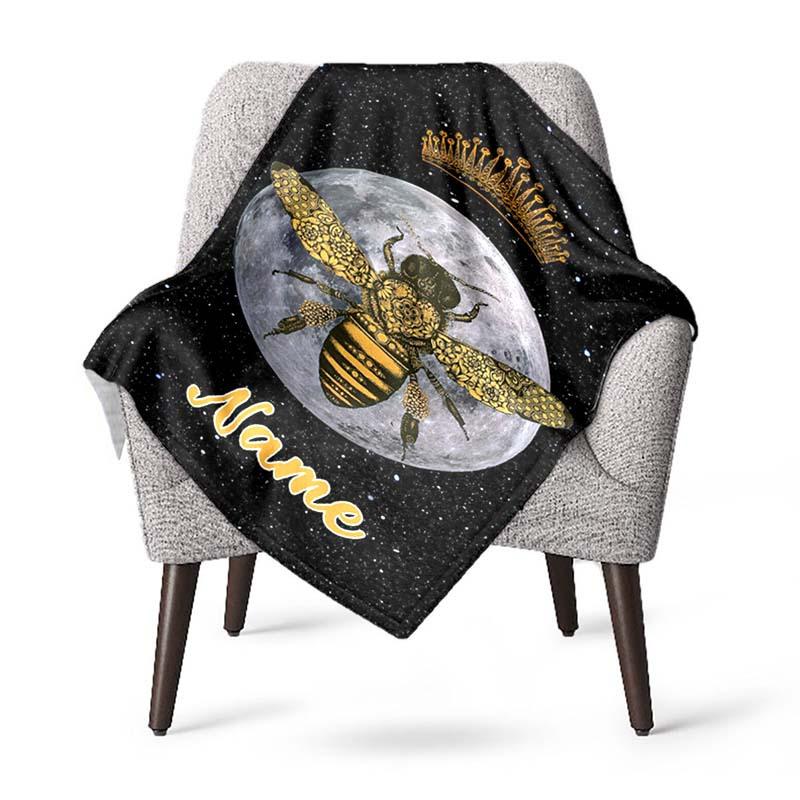 The Moon And The Bee Customize Your Name Blanket Used For Chair Office Sofa Bed Camping Soft And Warm Giving Friends And Relatives Birthday Graduation