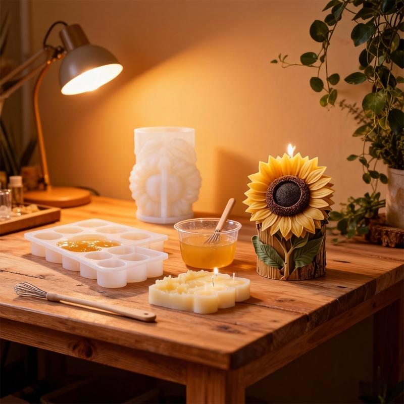 Food Grade Silicone Sunflowers Mould Candle Soap Maker With Easy Releases For Home Decoration