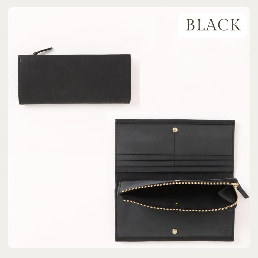 AW Men's Slim Long Wallet, Genuine Leather, Large Capacity, AP-007 (Green)