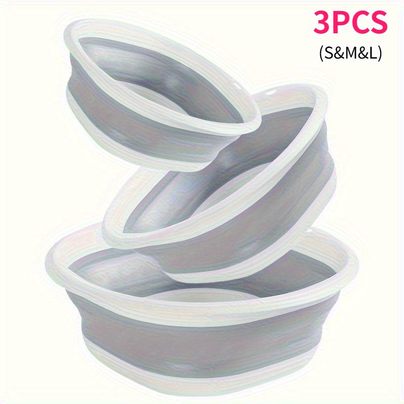 

3pcs Foldable Washbasin Laundry Bucket Space-Saving Plastic Storage Bin Container for Dishes Laundry RV & Outdoor Travel Camping