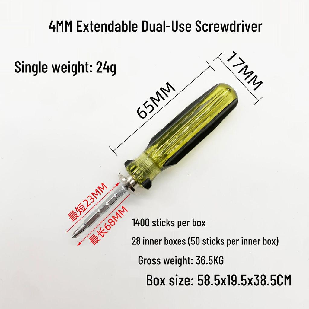 Transparent Retractable 2-in-1 Flathead & Phillips Multi-Function Screwdriver
