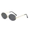 Frameless, Rimless Oval Sunglasses, Tinted Metal Ocean-style Eyewear