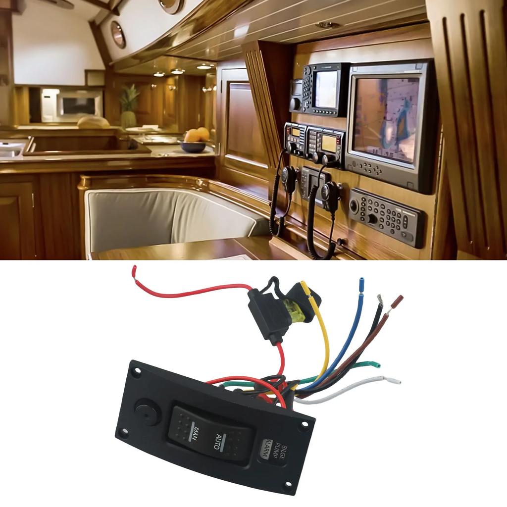 Bodenpumpen Schalttafel Wasserdicht 12V Pumpenschalter Alarm Schiff Deck Reinigungssteuerungspanel Für Boot Lenzpumpen Ein/Aus/Ein 3-Wege