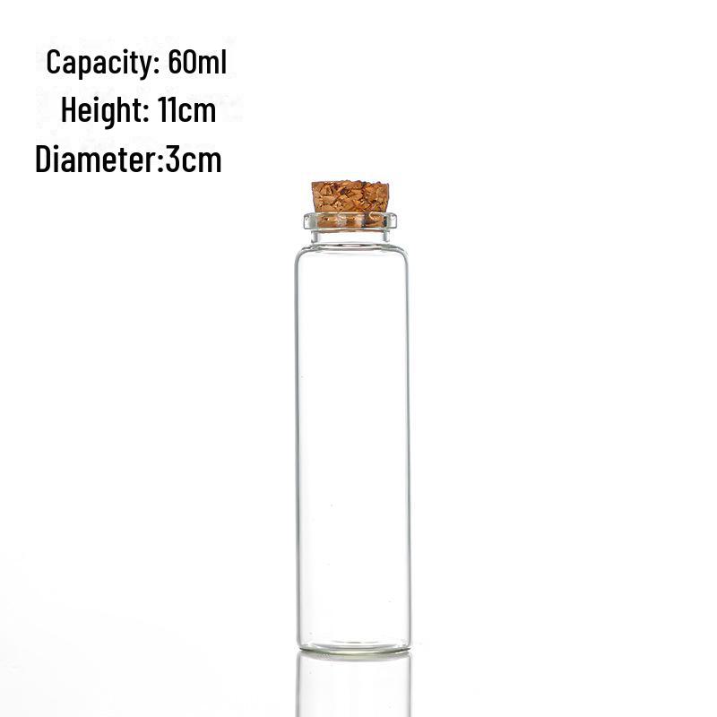 Frasco de Tubo de Vidro com Rolha de Cortiça de 30mm - para Doces, Cápsulas, Chá ou Flores