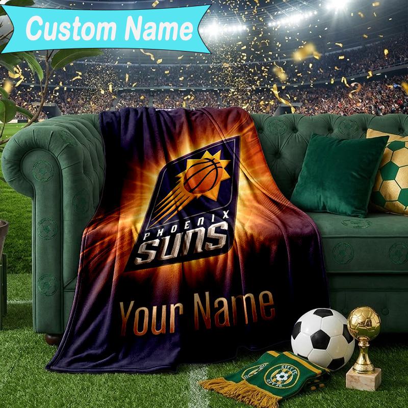 Custom Name Blanket Suns Basketball Artwork Blanket Bedding Blanket for Travel, Camping, Living Rooms, Offices, Sofas, Fan Christmas gift