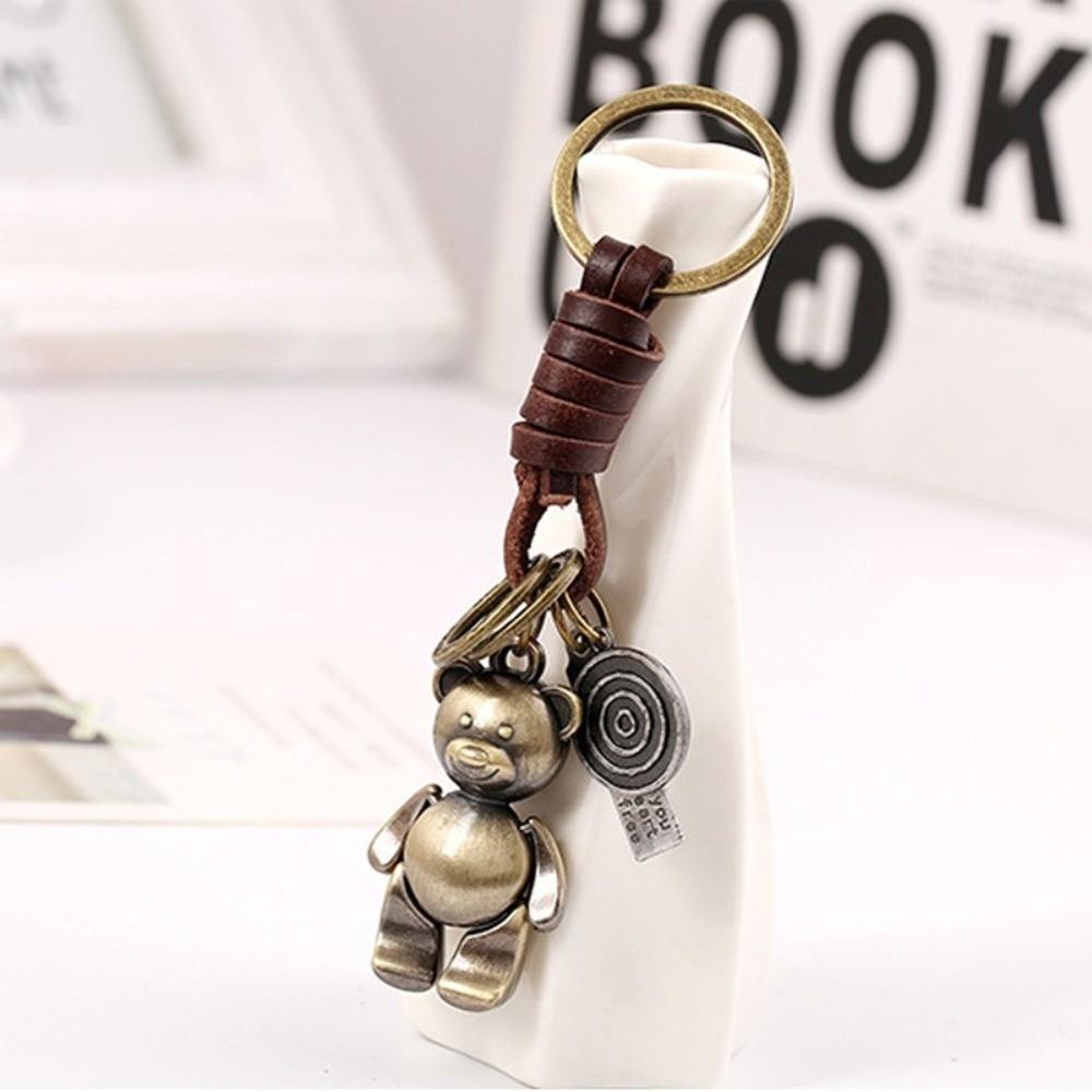 Irregular Leather Key Chains Leaf Bear Car Key Ring Creative Keychain