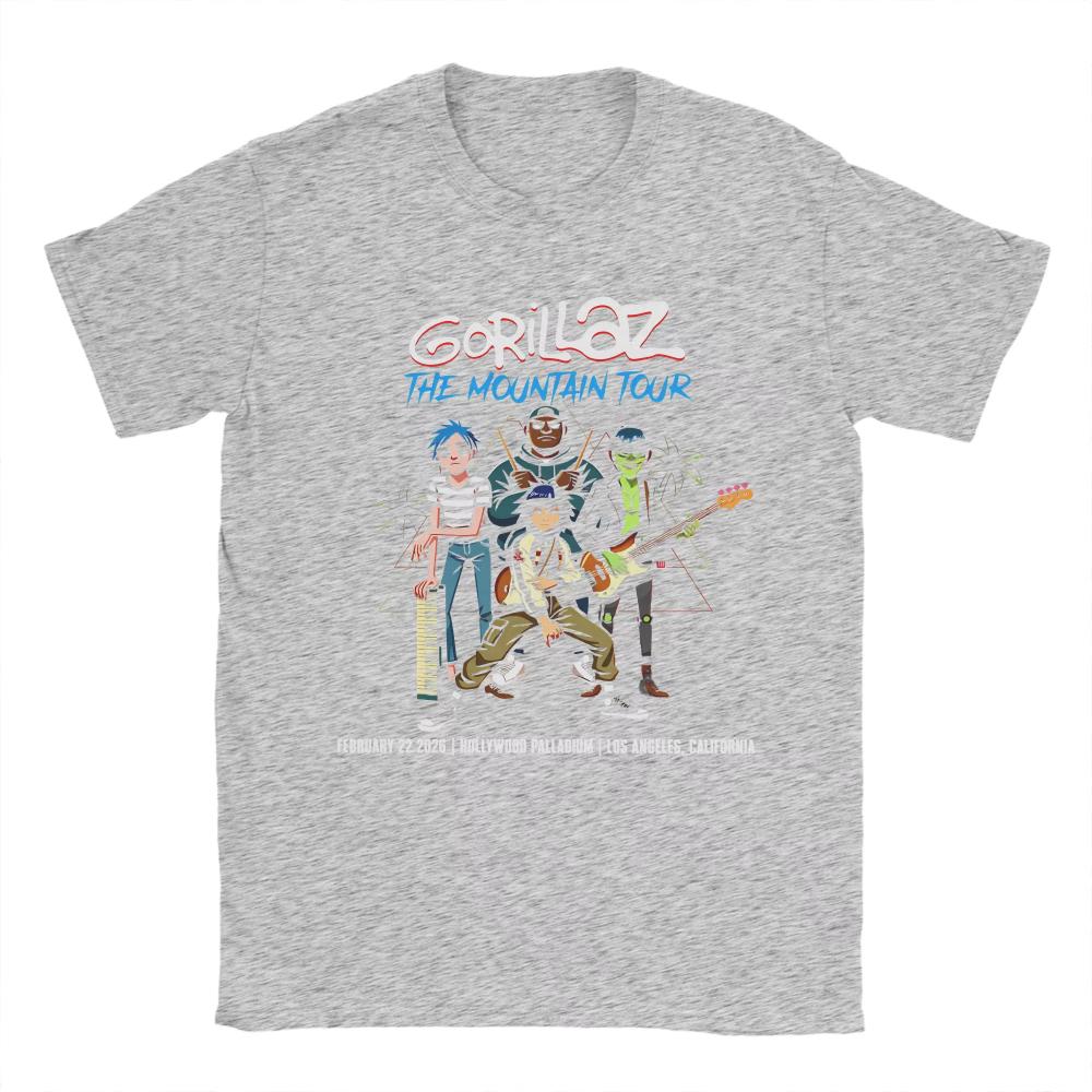 Novelty Gorillaz The Mountain Tour T-Shirt for Men Women O Neck Pure Cotton T Shirt Short Sleeve Tees Clothes
