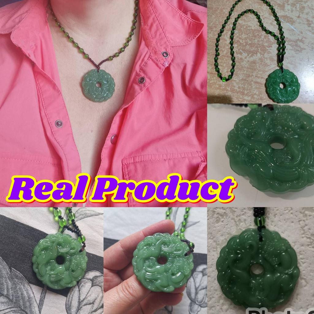 Chinese Amulet Artificial Jade Pixiu Phoenix Buddhist Retro Vintage Pendant Necklace Protect Charm Talisman Powerful Money Wealth Health Luck Jewelry