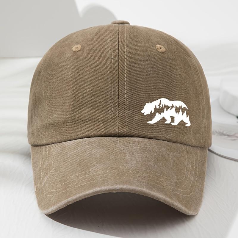 Perfect Fusion of Deep Forest and Bear Pattern Printed Baseball Hat Outdoor Adventure Sunshade Fishing Hat