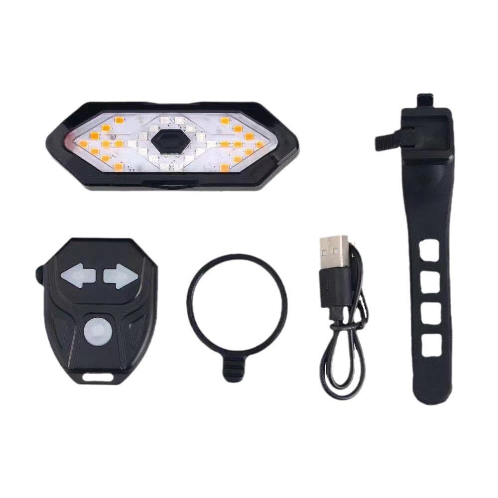 Wireless Bicycle Turn Signal with Remote, USB Charging Horn, and Night Riding Warning Light