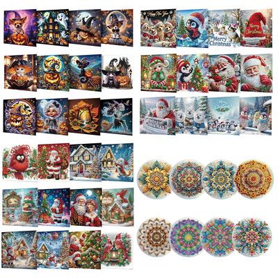 12PCS DIY Diamond Art Greeting Cards Xmas Designs Diamond Art Handmade Cards for Xmas Birthdays Thanksgiving & Special Occasion