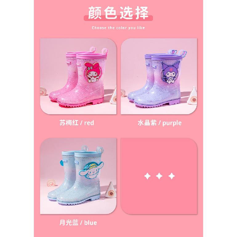 Rain Boots Women's Jelly Children's Kuromi Cute Melody Kindergarten School Non-Slip Waterproof Rain Boots