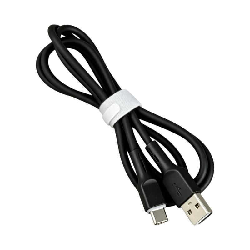 Silicone USB C Charging Cable, USB A to USB C Data Wire Line, 1 Meter Soft Cord for Travel Desk and Bedside Charging