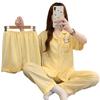 Cartoon Plaid Thin Cloud Cotton Pajamas Women'S Summer Short-Sleeved Three-Piece Japanese Loungewear