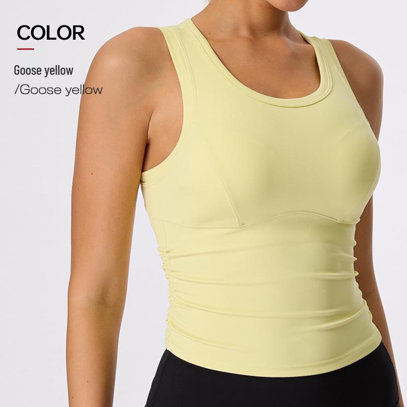 

Quick-Dry Sports Bra with Elastic Chest Pad and Pleated Slim Fit Small