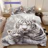 White Tiger Pattern Bedding Quilt Set Quilt Cover Pillowcase Home Decoration Birthday Gift (1 * Duvet Cover + 2 * Pillowcase, Without Core)