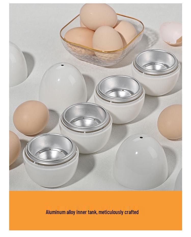 White Egg-Shaped 4-Egg Microwave Steamer Cooker