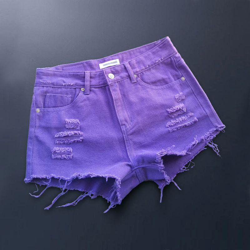 Summer Women's New Arrival Trendy K-style Tassel Mid-Waist Denim Shorts Slim Looking White Hole Hot Pants Thin 2025