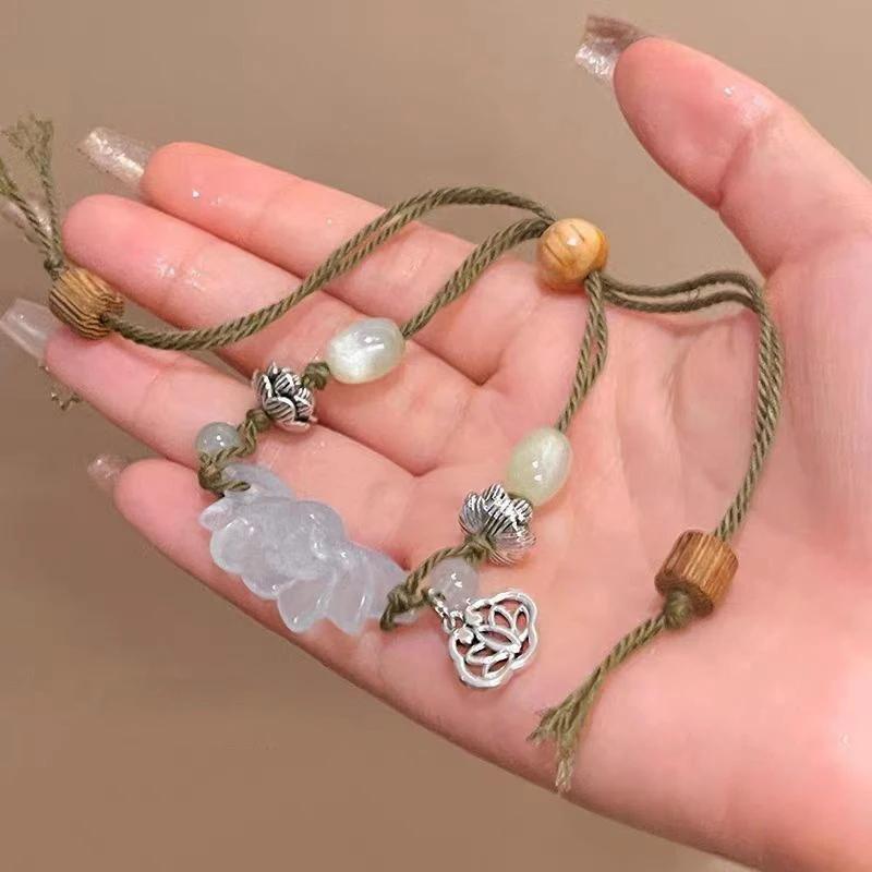 Chinese Style Exquisite Carving Lotus Beads Bracelet for Woman Jewelry Gift Design Adjustable Bracelet Elegant Hand Accessories