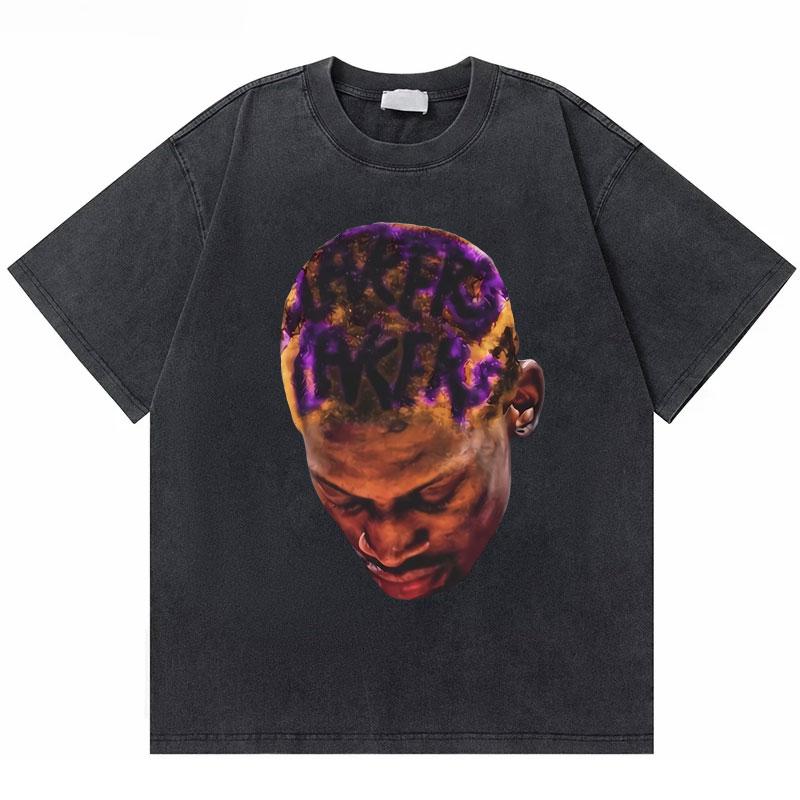 2026 Hot Sale Washed Vintage The Worm Dennis Rodman I'm Back T-shirt Men Women Fashion Hip Hop Oversized T Shirts Male Rock Retro Streetwear
