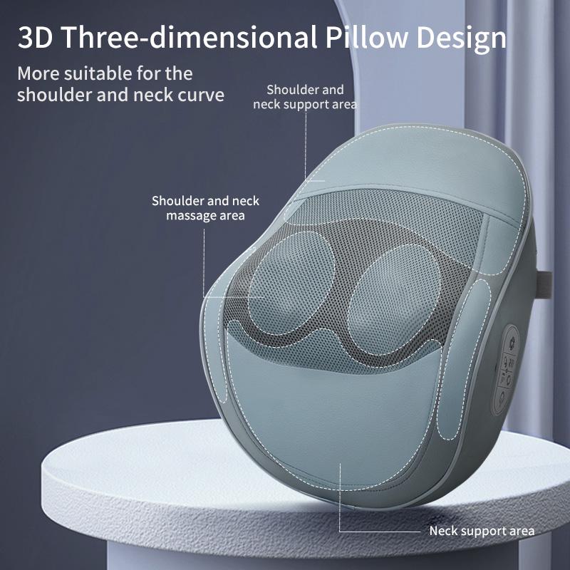 Cordless Back Massager with Heat Shiatsu 3D Kneading Neck Massage Pillow for Shoulder Leg Portable Stress Relax at Home Office