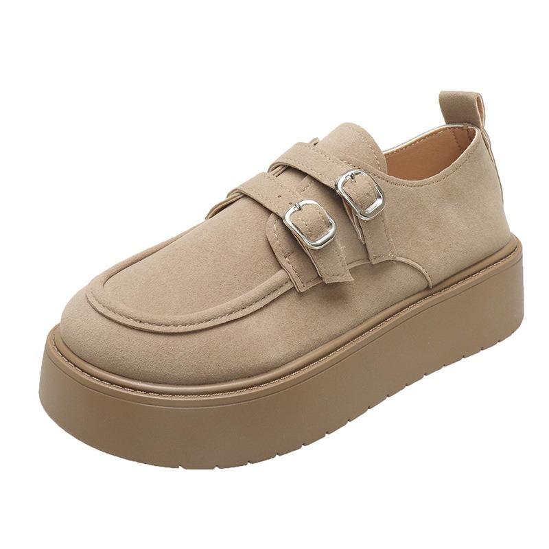 

Ретро платформа женские новые весенние туфли-лодочки на одной педали с юбками студенческие туфли 40 хаки