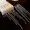 Pendientes Largos con Cadena y Borla de Plata 925 Moda Coreana para Mujer Pendiente Metálico Joyería Pendientes Colgantes de Mujer de Moda