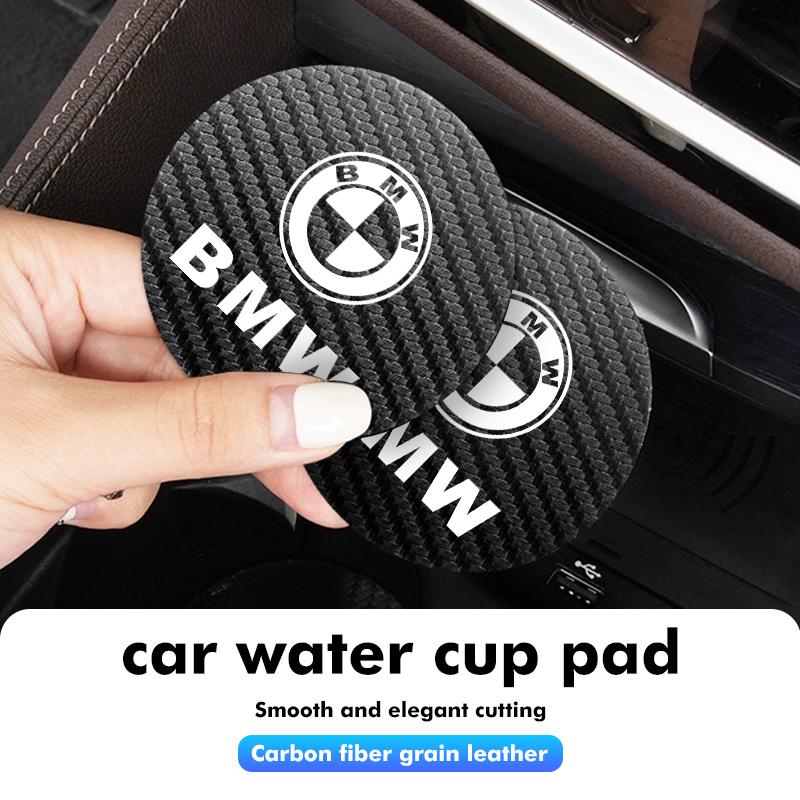 OOYR4 2pcs Car Cup Holder Insert Pad Emblem Coaster Anti-Slip Mat For BMW Performance X1 M3 M6 F01 F02 E34 E36 E60 F10 F20 X6