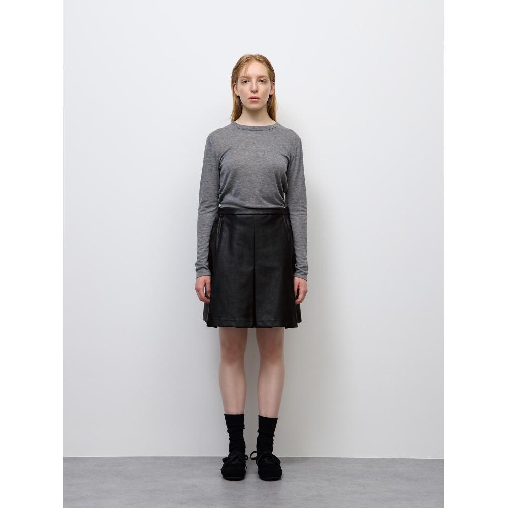 Gu By Uniqlo Box Pleated Skirt  Faux Leather  Mn