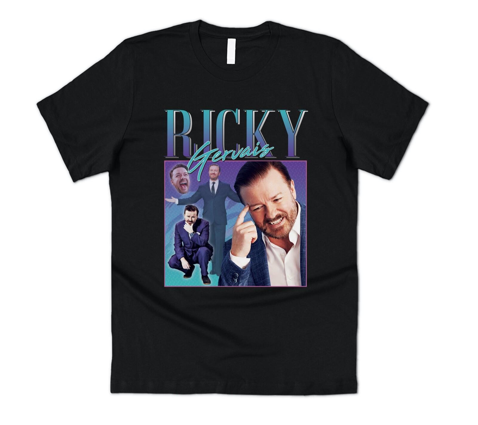 Ricky Gervais Homage T-shirt Tee Funny UK Comedian Icon Legend 90s Retro XL