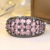Luxurious Four Colors Available Pink Zircon Paved Wide Band Ring for Women Daily Wear and Party