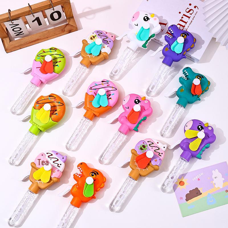 Cute Donut Hand Crank Bubble Fan - Children's Summer Toy