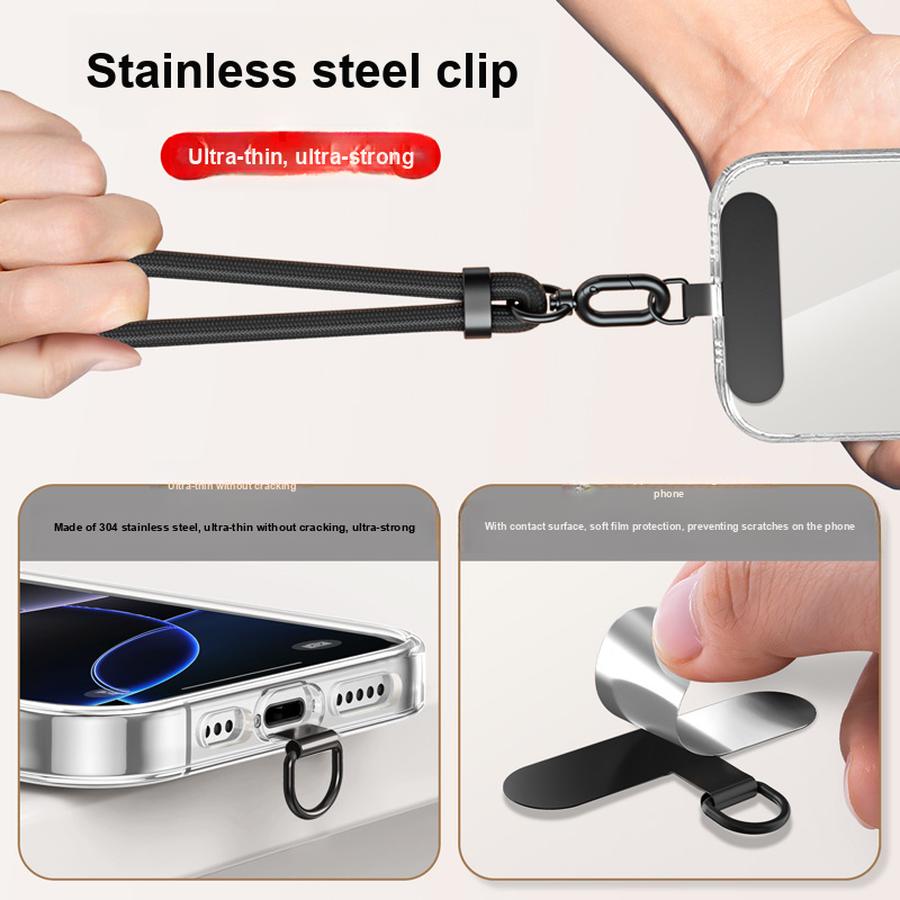 Handy-Lanyard Verstellbares Crossbody-Nackenband Seil mit Edelstahl-Pads Anti-Verlust Anti-Diebstahl Geflochtenes Seil