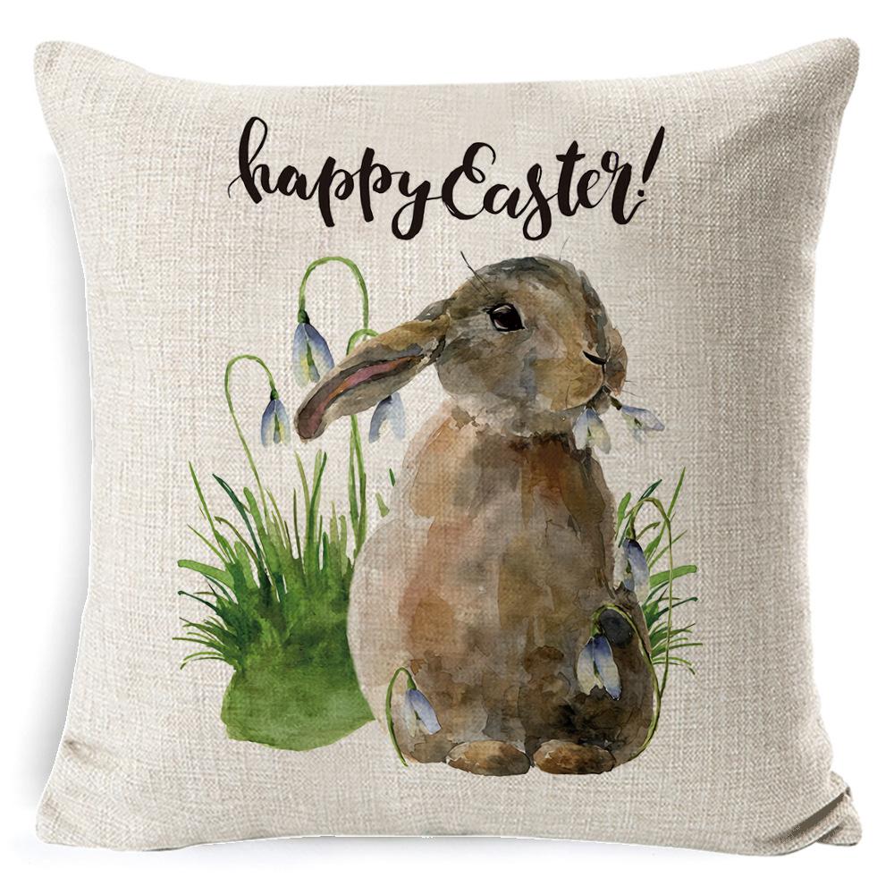 New Digital Printing Easter Theme Pillow Cover Cushion Cover Cute Bunny Truck Animal Pillow Cover