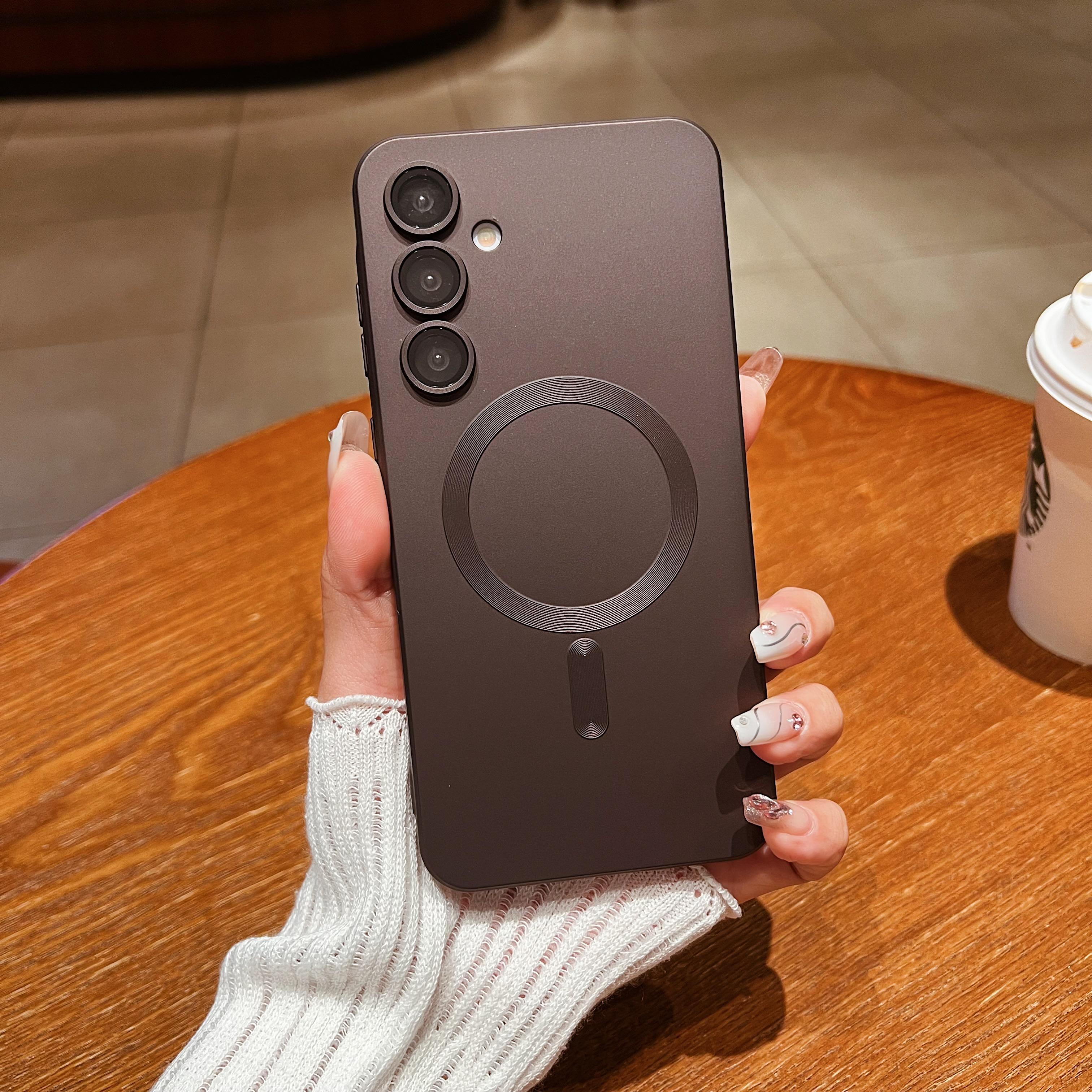 

Магнитная зарядка Матовый бампер для защиты объектива камеры Чехол для телефона для Samsung Galaxy S24 S23 S22 S21 A06 A16 A26 A36 A56 A55 A54 Мягкий силиконовый чехол из ТПУ Samsung Galaxy S24