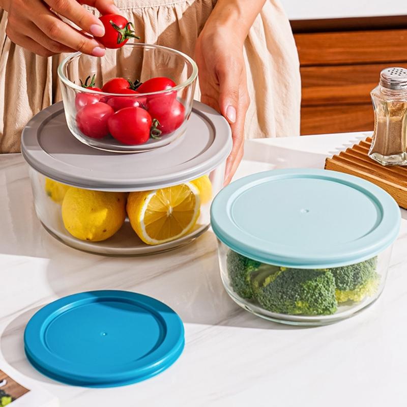 Stackable Food Storage Container Microwave Safe Borosilicate Glass Clear Leak Proof Multiple Capacity Option Ideal for Families